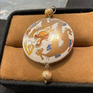 Elegant Dragon Pendant with Gold and Blue Accents